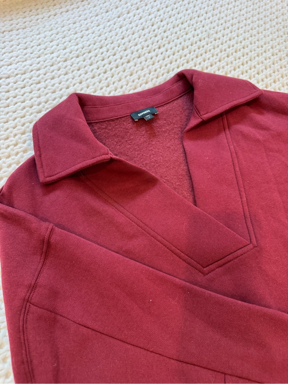 Express Men's V-Neck Collared Sweater in Burgundy